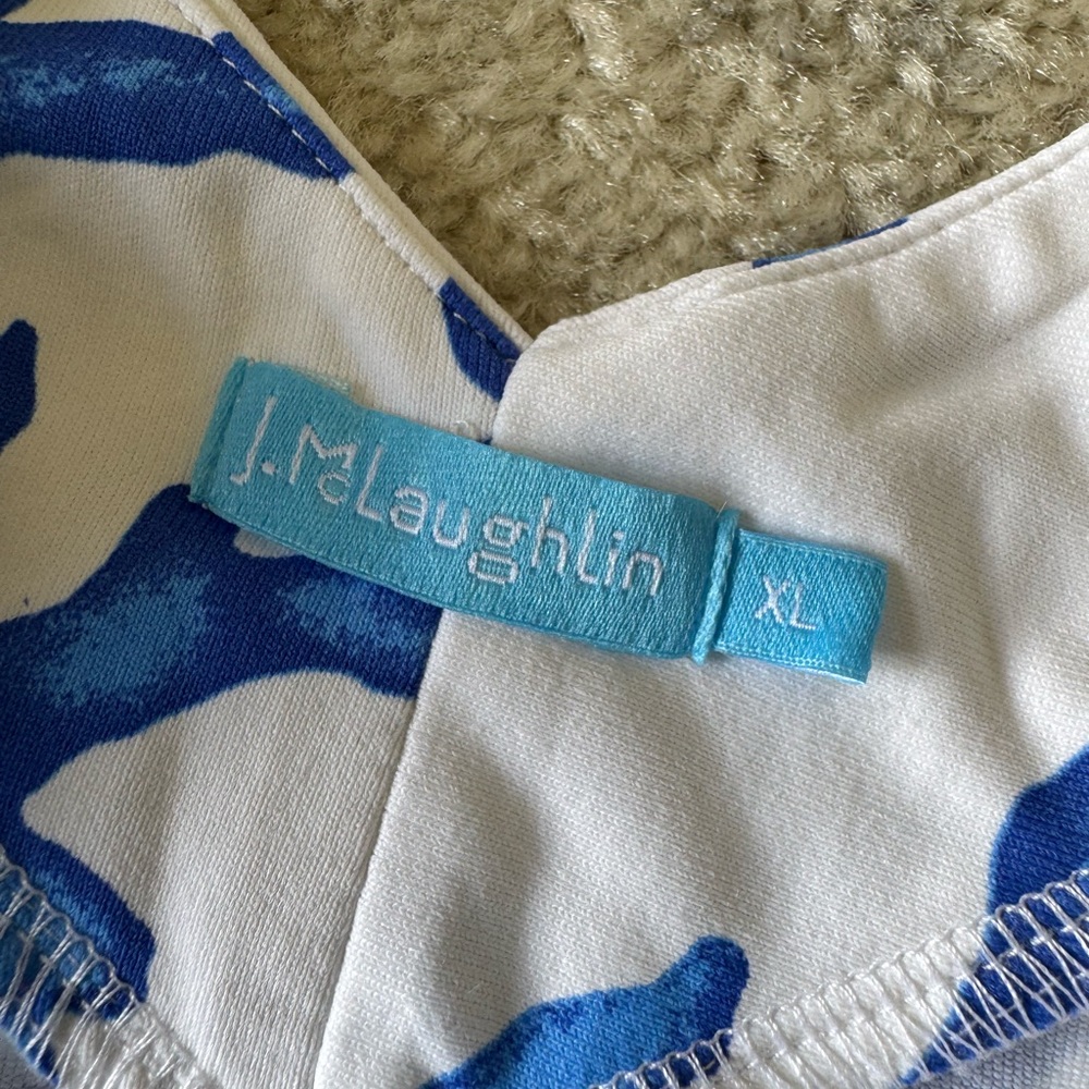 J. McLaughlin Blue Coral Print Long Sleeve Top - Picture 2 of 12